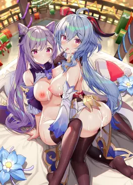 Merry Christmas From Keqing and Ganyu by akusema | Genshin Impact