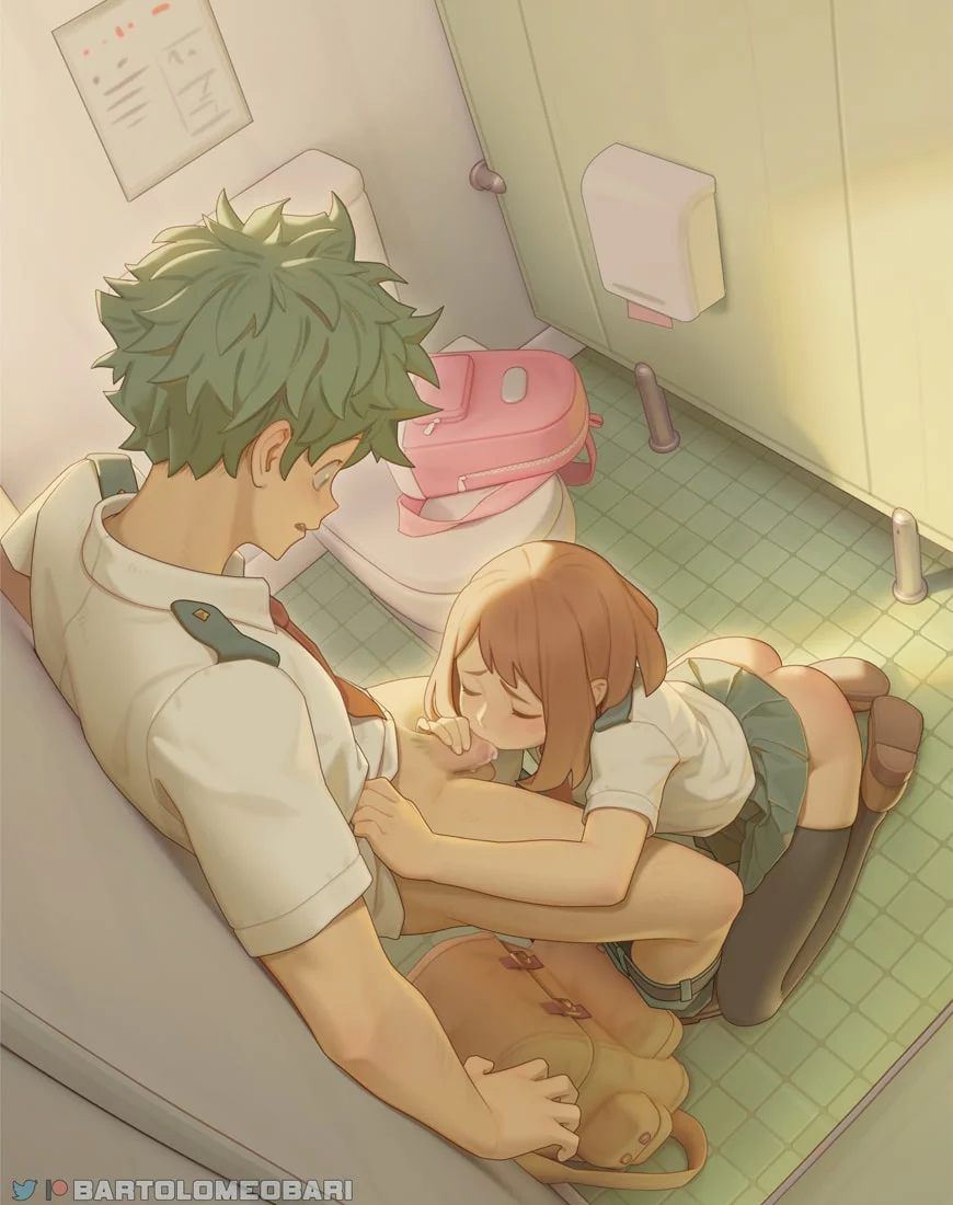 Uraraka Sucking Deku in School Bathroom by bartolomeobari | My Hero Academia Hentai 2 Uraraka Sucking Deku in School Bathroom by bartolomeobari | My Hero Academia Hentai 1