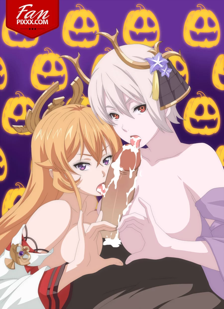 Alice and Erina Blowjob Halloween Hentai by Rex