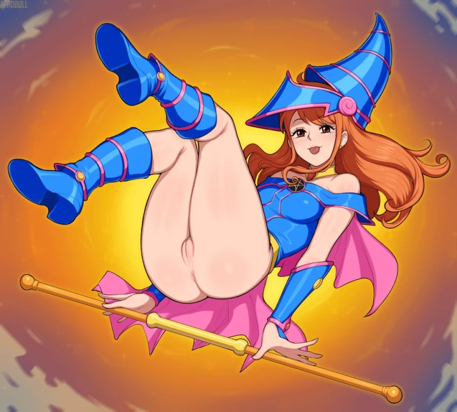 Nami as Dark Magician Girl by afrobull | One Piece X Yu-Gi-Oh! Hentai 1