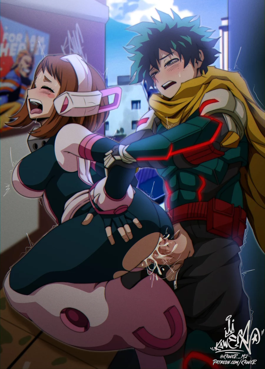 Deku and Ochako Uraraka Quickie by kaw3r My Hero Academia