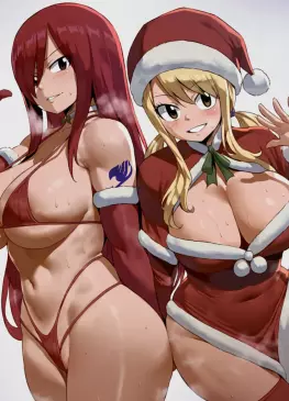 Sexy Santa Erza Scarlet and Lucy Heartfilia – shexyo – Fairy Tail