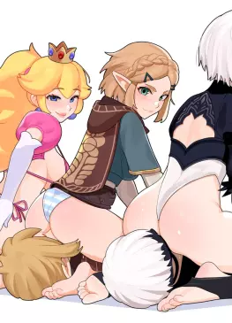 Peach X Mario, Zelda X Link and 2B X 9s Facesitting – Rezodwel – Mario X Zelda X Nier