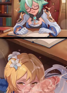 Lumine Being Naughty Under Sucrose’s Table by Exlic – Genshin Impact