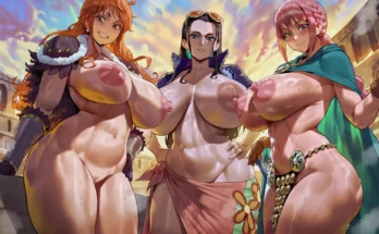 Nami, Nico Robin, and Rebecca by Shexyo – One Piece